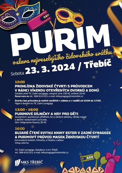 Plakát události Purim - oslava židovského svátku