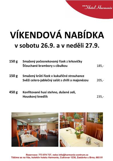 Plakát události Víkendová nabídka 26.9. - 27.9.2026