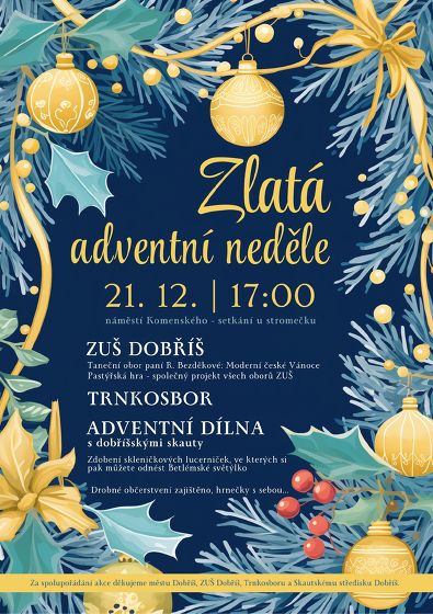Plakát události Zlatá adventní neděle v Dobříši