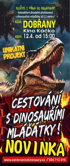 Plakát události Cestování s dinosauřími mláďátky kino Káčko Dobřany