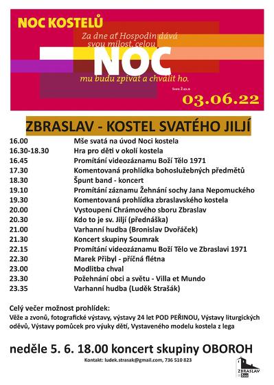 Plakát události Noc kostelů Zbraslav
