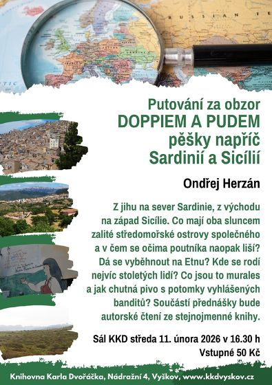 Plakát události Putování za obzor: DOPPIEM A PUDEM - pěšky napříč Sardinií a Sicílií, Ondřej Herzán