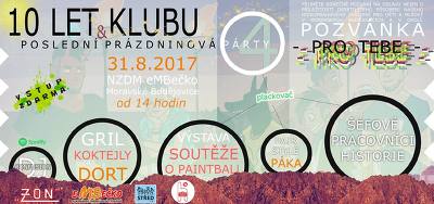 Plakát události Poslední prázdninová párty - 10 let klubu eMBečko