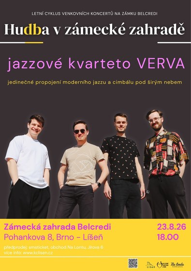 Plakát události Hudba v zámecké zahradě: Jazzové kvarteto VERVA