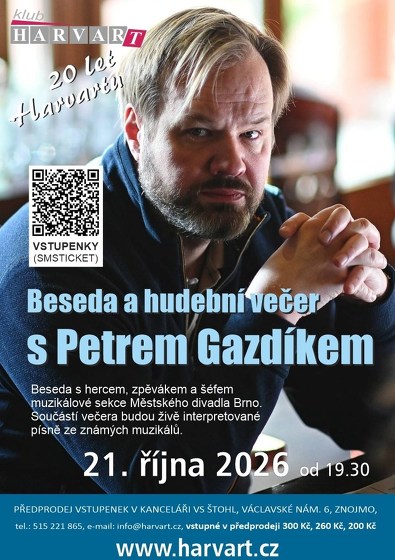 Plakát události Beseda a hudební večer s Petrem Gazdíkem