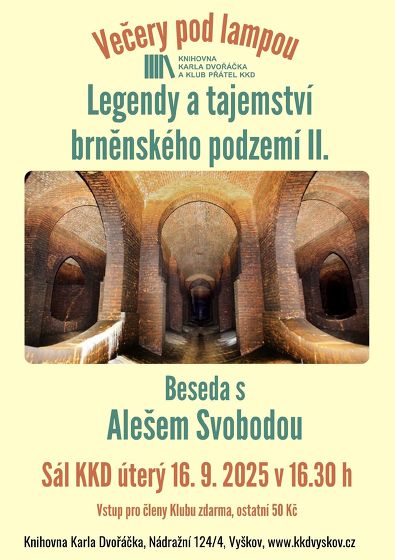 Plakát události Večery pod lampou: Legendy a tajemství brněnského podzemí II.