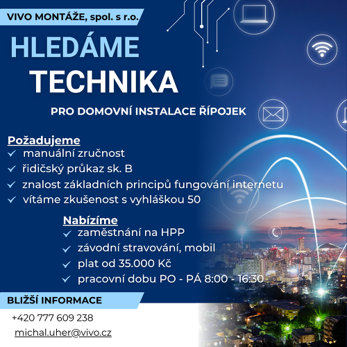 Hledáme Technika pro aktivace přípojek, Slavkov u Brna