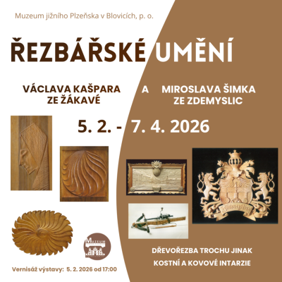 Plakát události Řezbářské umění Miloslava Šimka a Václava Kašpara