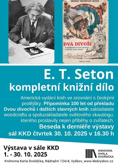 Plakát události E. T. Seton – kompletní knižní dílo, výstava