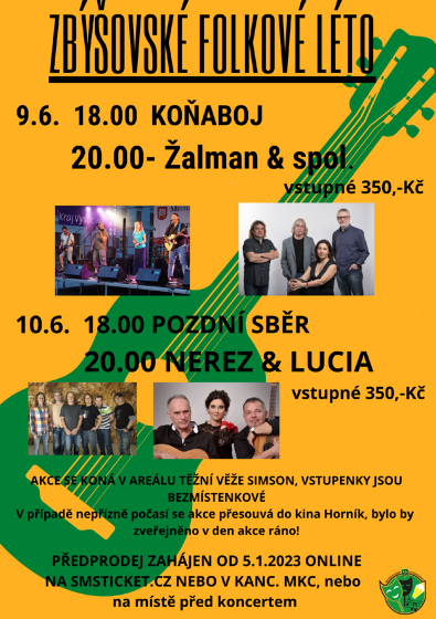 Plakát události Zbýšovské folkové léto