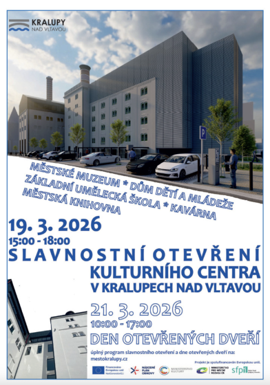 Plakát události Slavnostní otevření Kulturního centra Kralupy nad Vltavou