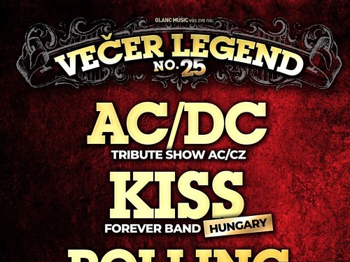 Plakát události Večer legend 25 - tribute bandy AC/DC, KISS a Rolling Stones