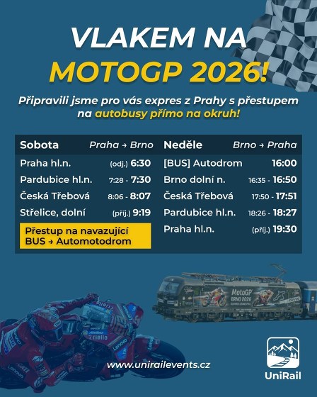Plakát události Zvláštním vlakem na MotoGP 2026