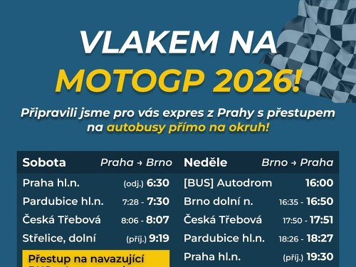 Plakát události Zvláštním vlakem na MotoGP 2026