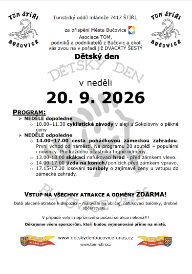 Plakát události Dětský den v Bučovicích