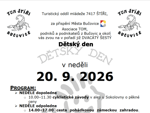Plakát události Dětský den v Bučovicích