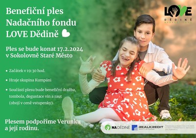 Plakát události Benefiční ples Nadačního fondu LOVE Dědině