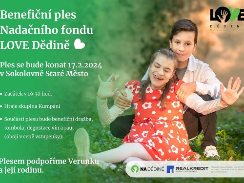 Plakát události Benefiční ples Nadačního fondu LOVE Dědině