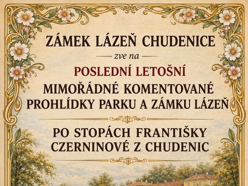 Plakát události Poslední letošní komentované prohlídky parku a zámku Lázeň