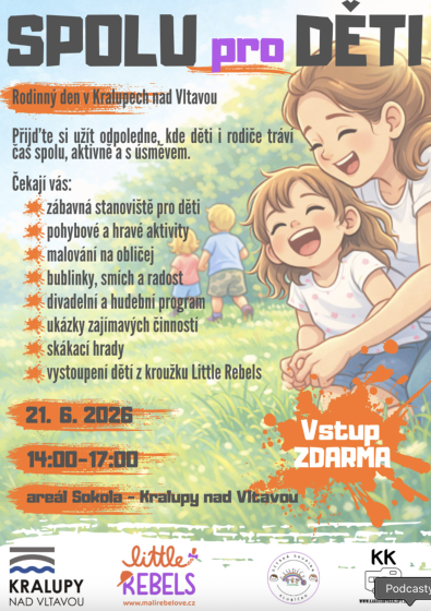 Plakát události Spolu pro děti – rodinný den v Kralupech nad Vltavou