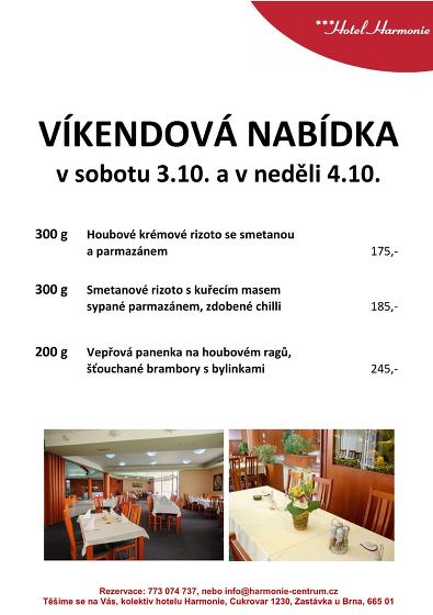 Plakát události Víkendová nabídka 3.10. - 4.10.2026
