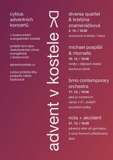 Plakát události Nota + Akcident (adventní sborový koncert)