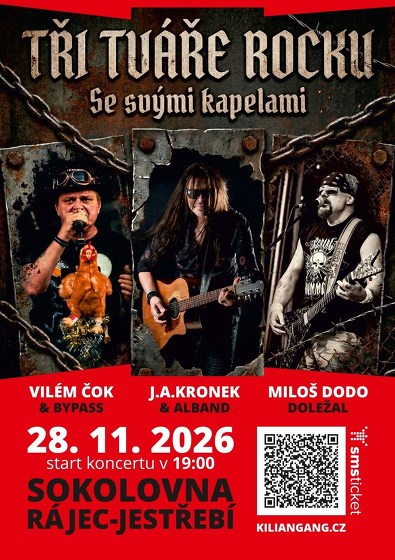 Plakát události TŘI TVÁŘE ROCKU - Kronek, Čok, Doležal