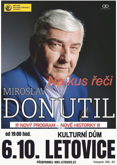 Plakát události Miroslav Donutil - Na kus řeči, Letovice