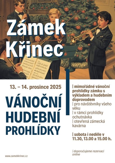 Plakát události Vánoční hudební prohlídky | Zámek Křinec