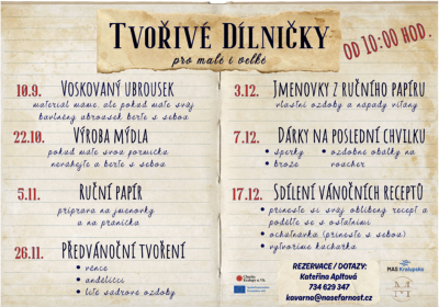 Plakát události Tvořivé dílničky - Předvánoční tvoření