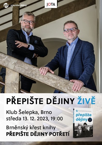 Plakát události Přepište dějiny ŽIVĚ + křest knihy Přepište dějiny potřetí
