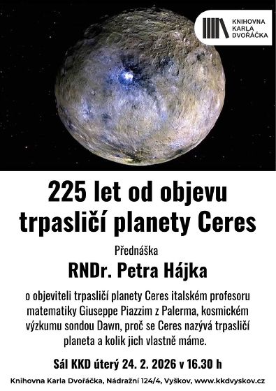 Plakát události 225 let od objevu trpasličí planety Ceres