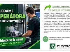 V.P.S. Elektro, s.r.o. nabízí práci na pozici Operátor do kovovýroby v obci Moravský Krumlov