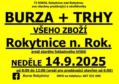 Plakát události BURZA+TRHY všeho zboží v Rokytnici n. R.