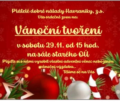 Plakát události Vánoční tvoření v Havraníkách