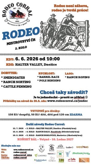 Plakát události 2. kolo Mistrovství ČR v dobytkářských disciplínách