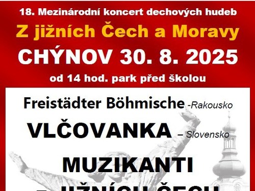 Plakát události Mezinárodní koncert dechových hudeb Z jižních Čech a Moravy