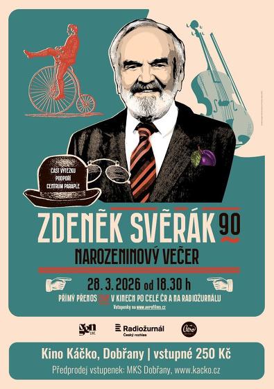 Plakát události Zdeněk Svěrák 90 kino Káčko Dobřany