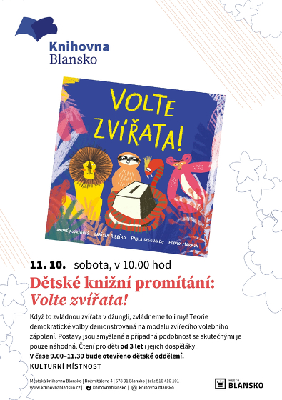 Plakát události Dětské knižní promítání: Volte zvířata!