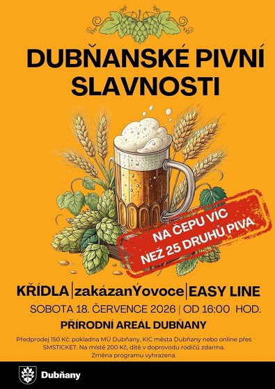 Plakát události DUBŇANSKÉ PIVNÍ SLAVNOSTI