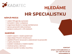 Kadatec s.r.o. nabízí práci na pozici HR specialistka v obci Trhový Štěpánov