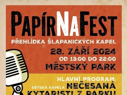 Plakát události PapírNaFest - minifestival šlapanických hudebníků