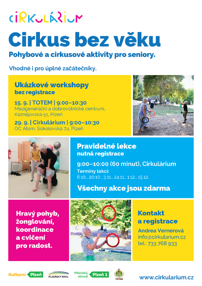 Plakát události Cirkus bez věku: ukázkový workshop pro seniory v Cirkuláriu
