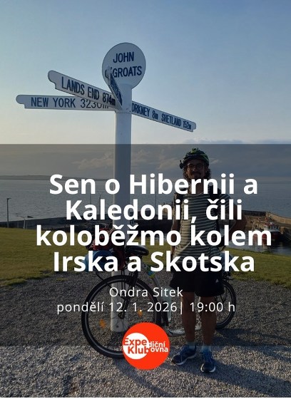 Plakát události Sen o Hibernii a Kaledonii, koloběžmo kolem Irska a Skotska
