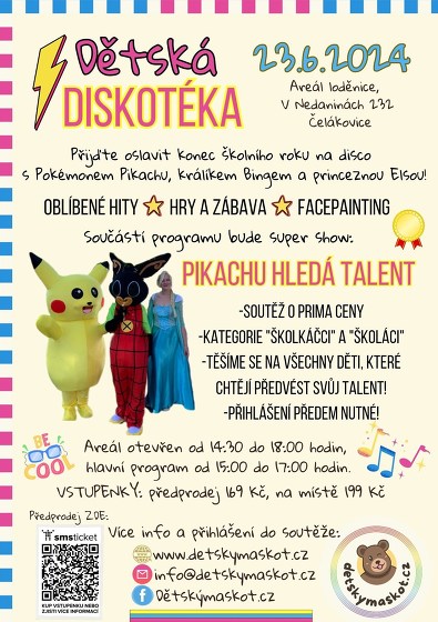 Plakát události Dětská diskotéka s maskoty