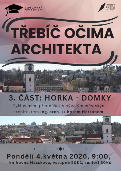 Plakát události Třebíč očima architekta. 3. část. Horka – Domky / Ing. arch. Lubor Herzán