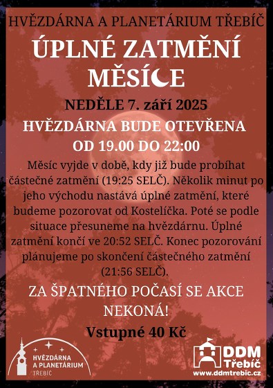 Plakát události Úplné zatmění Měsíce