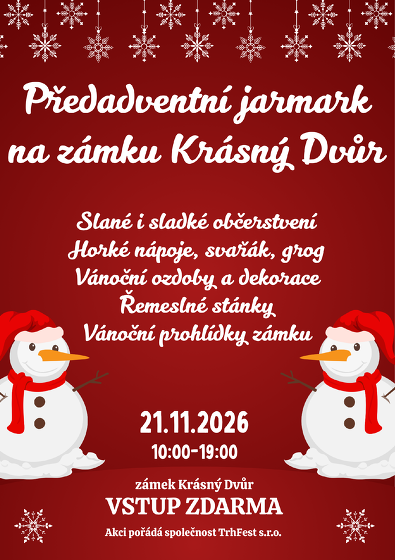 Plakát události Předadventní jarmark na zámku Krásný Dvůr