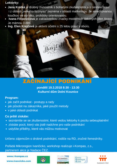 Plakát události Workshop Začínající podnikání