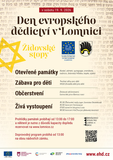 Plakát události Dny evropského dědictví Lomnice 19.9. od 12 hodin